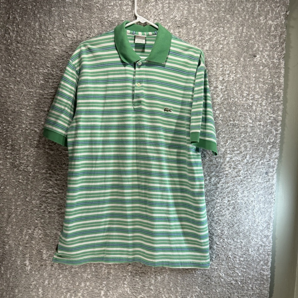 Lacoste Striped Cotton Short Sleeve Polo Shirt 7 XXL Preppy Soft Casual Cotton